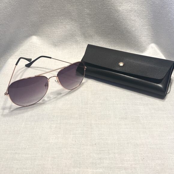 Aviator Sunglasses Gold Frame Purple Lenses for Men Women Case Included - Picture 5 of 5